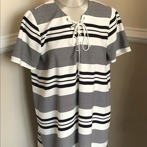 Express short sleeve dress with tie up .